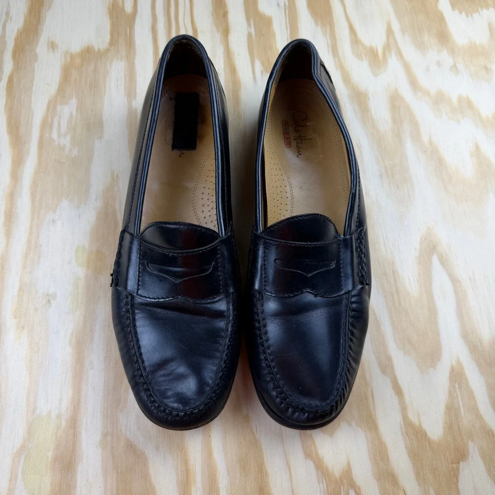 Cole Haan Nike Air Mens Black Leather Penny Loafers Dress Shoes Size 10 N C06590